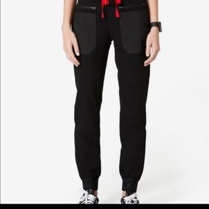 Figs Black Jogger Pants with Red Accents